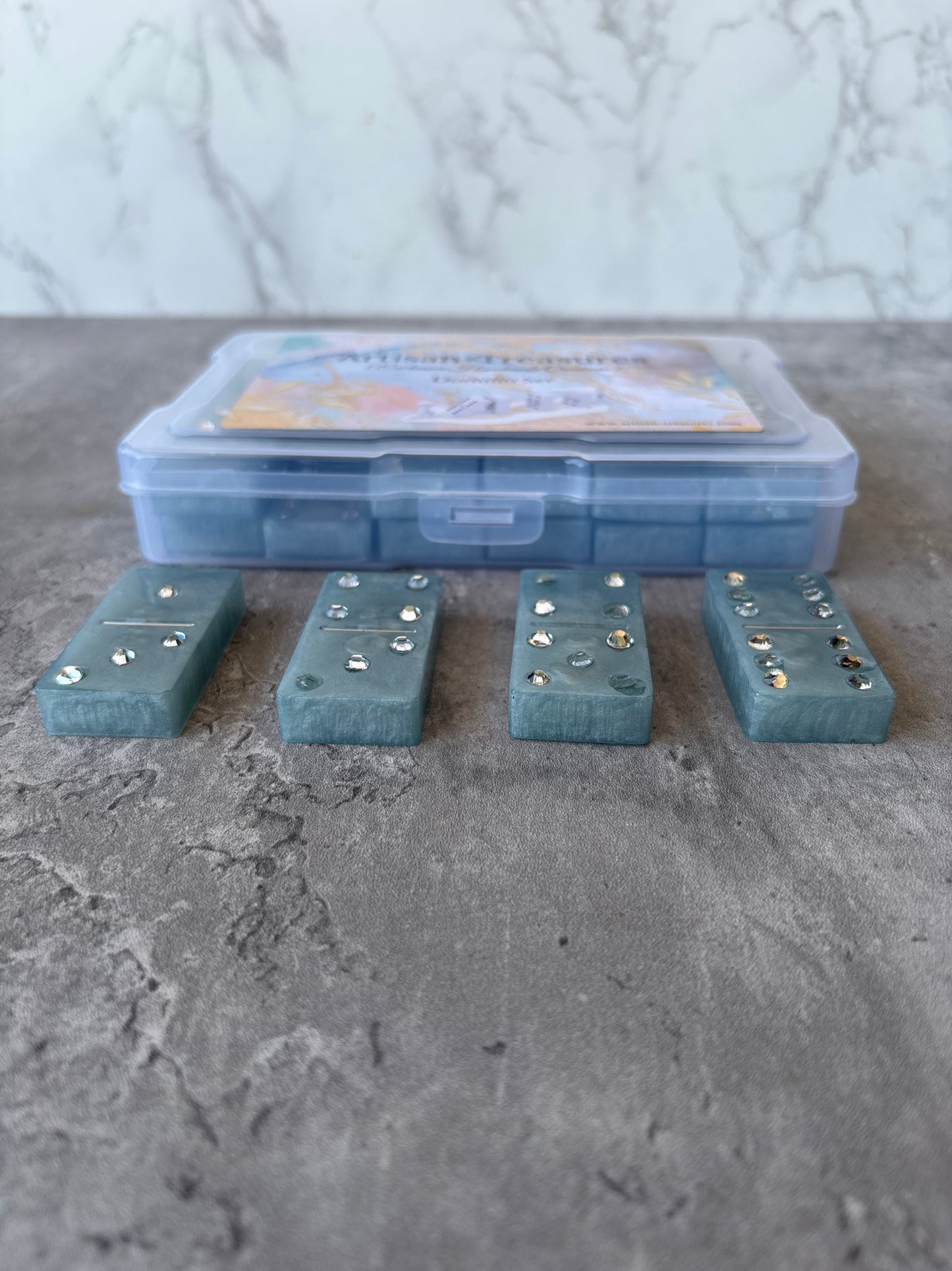 Sky Blue 28pc Rhinestone Domino Set