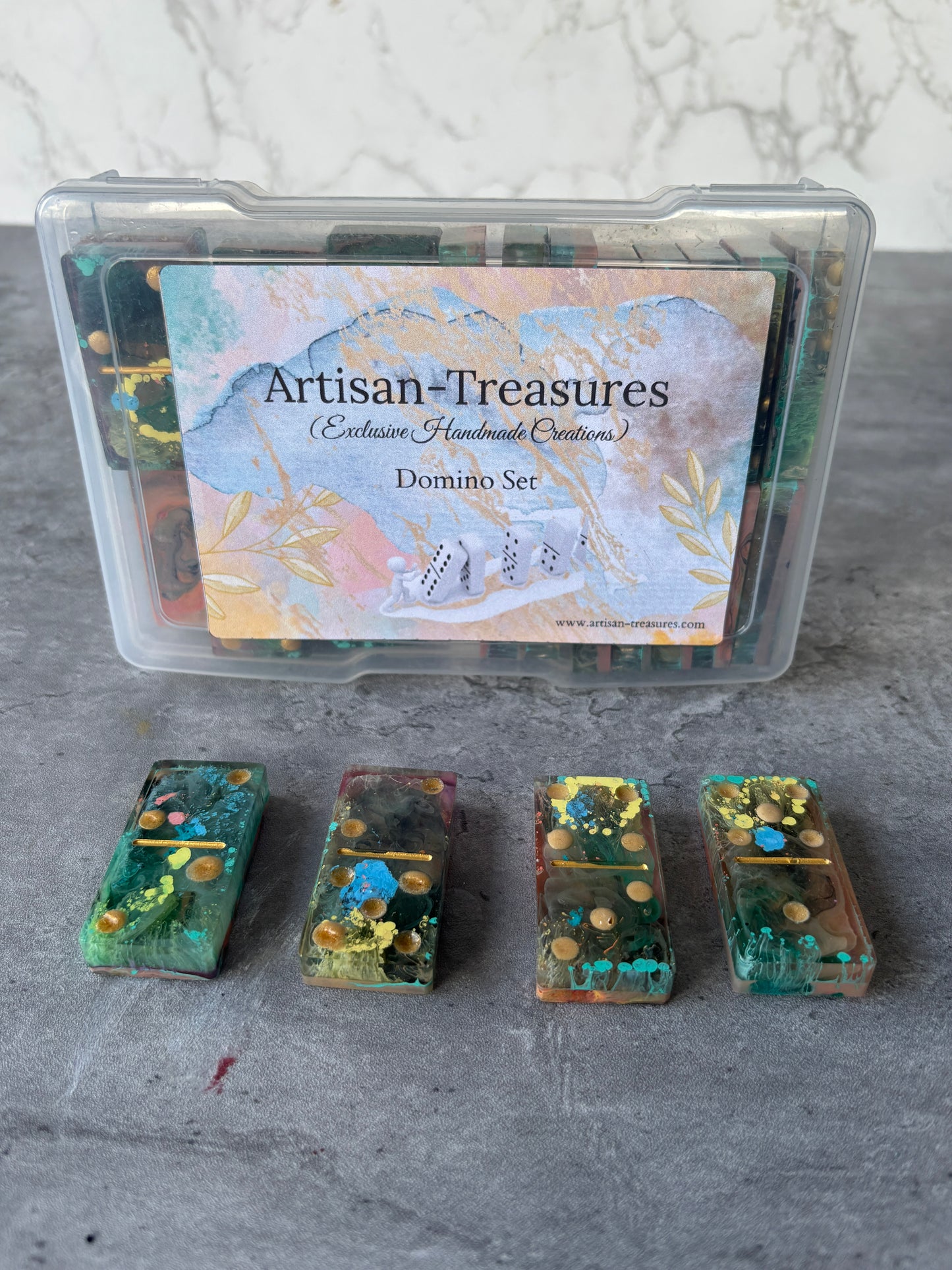Multi-Color 28-Piece Resin Domino Set