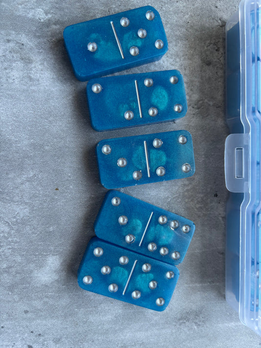 Game Night Blue 28 pc Dominos